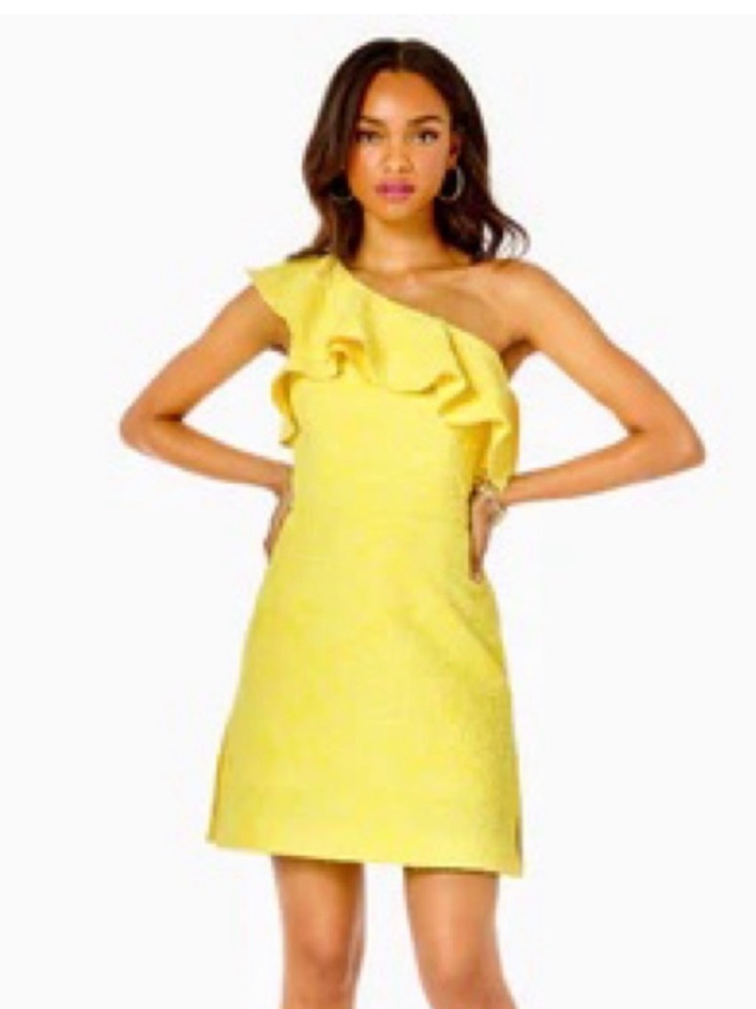 Lilly Pulitzer Yellow Pineapple Pucker One-Shoulder Kipton Romper, Nwt, Size 4